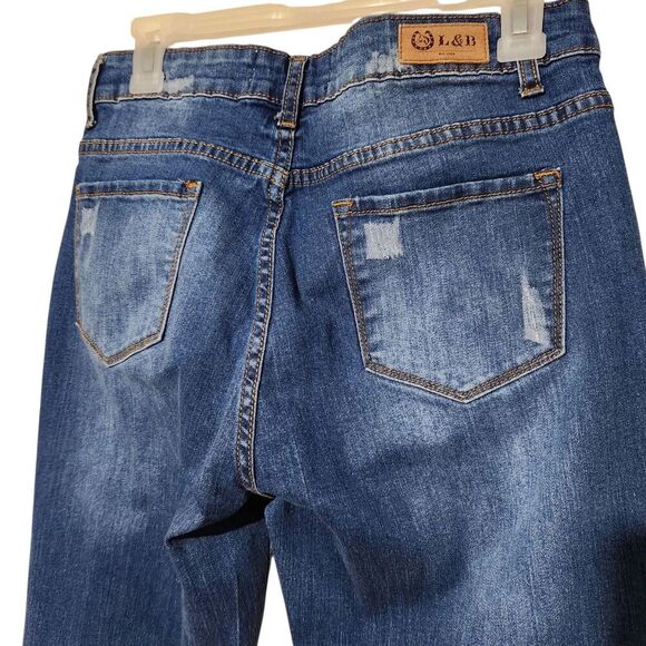 Lucky and Blessed Jeans Size 10 Blue Distressed Stretch Straight Leg - Picture 6 of 16